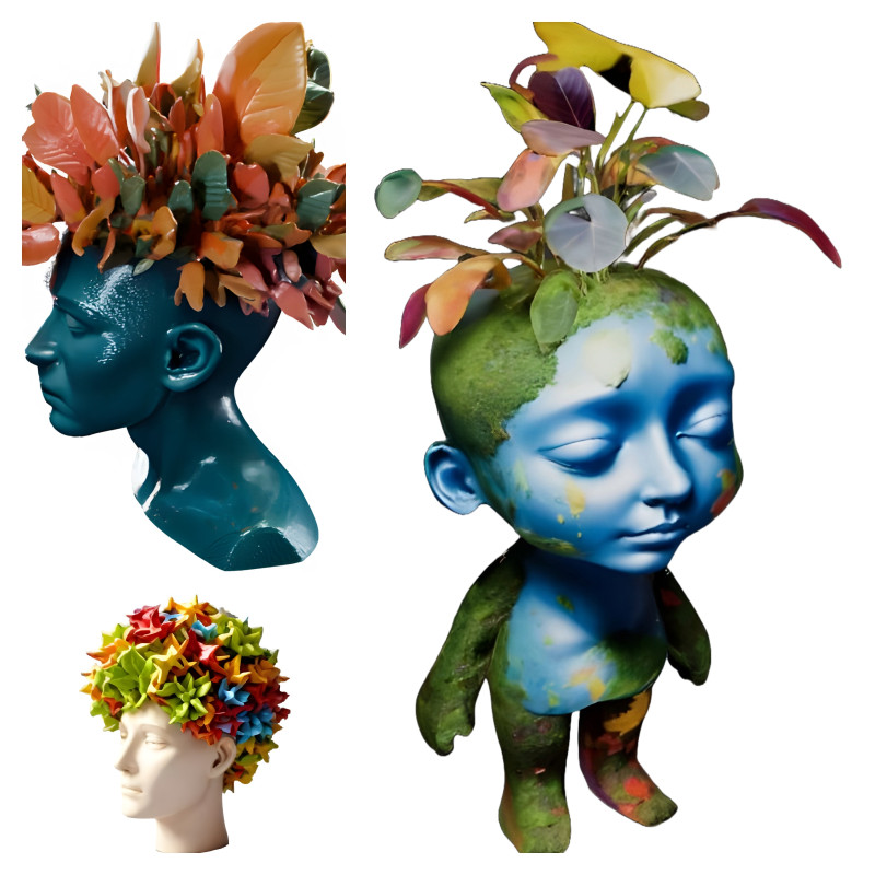 Blooming Minds Collection - Artistic Head Planters 3D-Druckmodell .c4d .max .obj .3ds .fbx .stl .blend 
