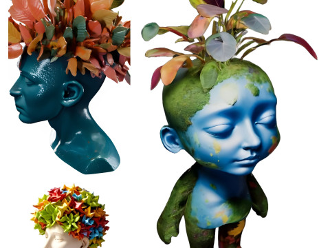 Blooming Minds Collection - Artistic Head Planters 3Dプリントモデル