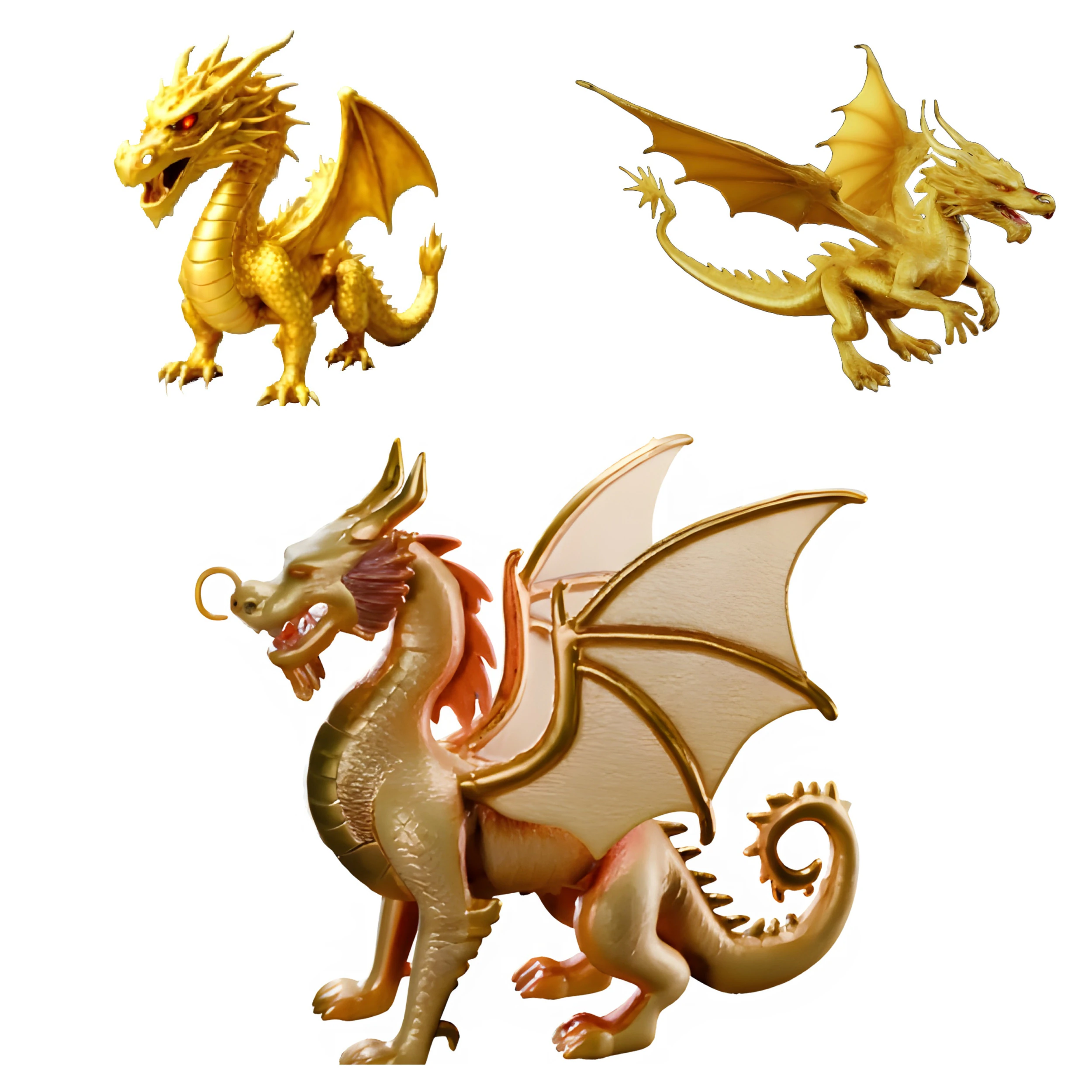 Golden Guardian Dragon 3D Print Model .c4d .max .obj .3ds .fbx .stl .blend