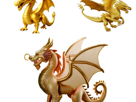 Golden Guardian Dragon 3Dプリントモデル