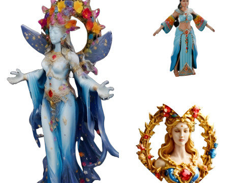 Fantasy Queens Collection - Mystical Figurine Series 3D Print Model