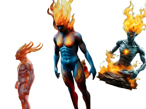Flame Sentinel - Elemental Fire Being Statue 3Dプリントモデル
