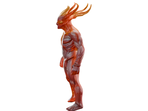 Flame Sentinel - Elemental Fire Being Statue 3D Print Model
