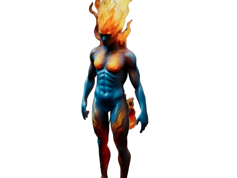 Flame Sentinel - Elemental Fire Being Statue 3D Print Model