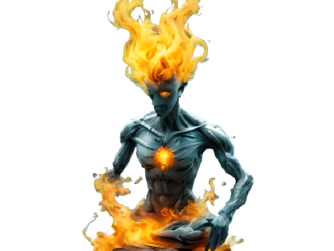 Flame Sentinel - Elemental Fire Being Statue 3D Print Model