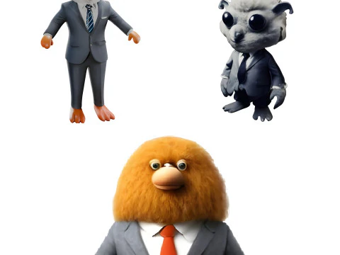 Business Buddies - профессиональный набор персонажей-животных 3D Принт Модель