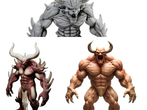 Мініатюра воїна-демона 3D Принт Модель