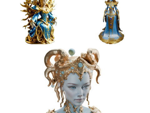 Mystical Queen Collection - Royal Fantasy Figurines 3D Print Model