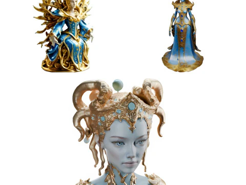 Coleção Rainha Mística - Estatuetas de Fantasia Real Modelo de Impressão 3D