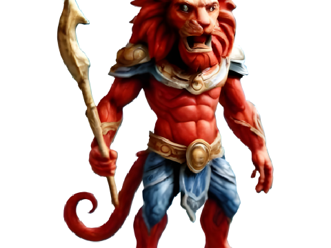 Mystic Lion Warrior Figures Model Cetak 3D