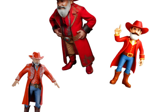 Western Sheriff Character Collection Modèles 3D en vedette