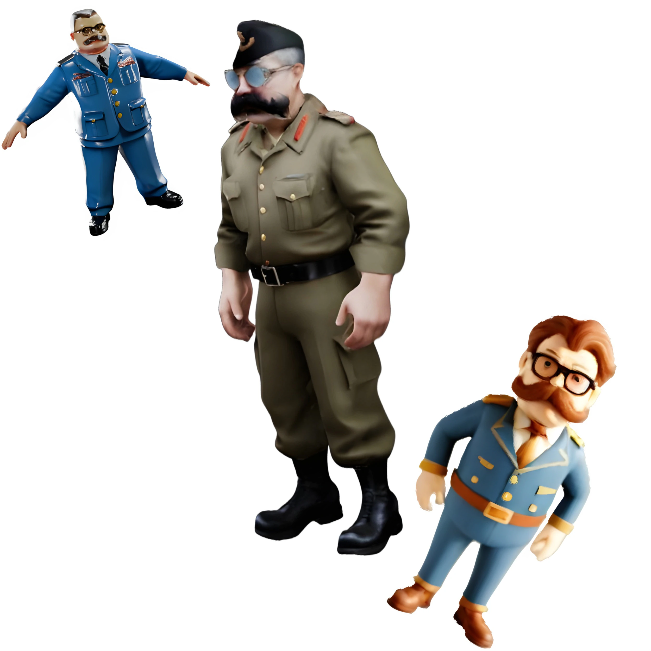 Cartoon General Figurine Set 3D Print Model .c4d .max .obj .3ds .fbx .stl .blend