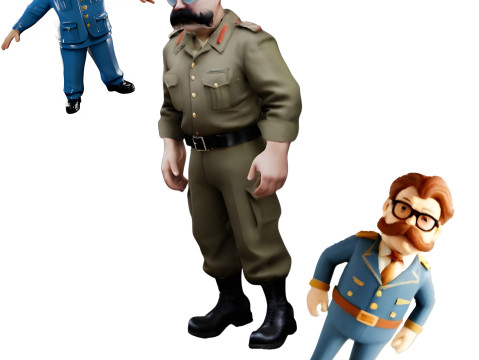 Cartoon General Figurine Set 3D Принт Модель