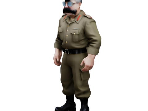 Cartoon General Figurine Set 3D 打印模型