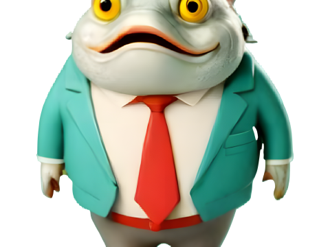 Fish Character Figurine in Business Suit 3D Baskı Modeli