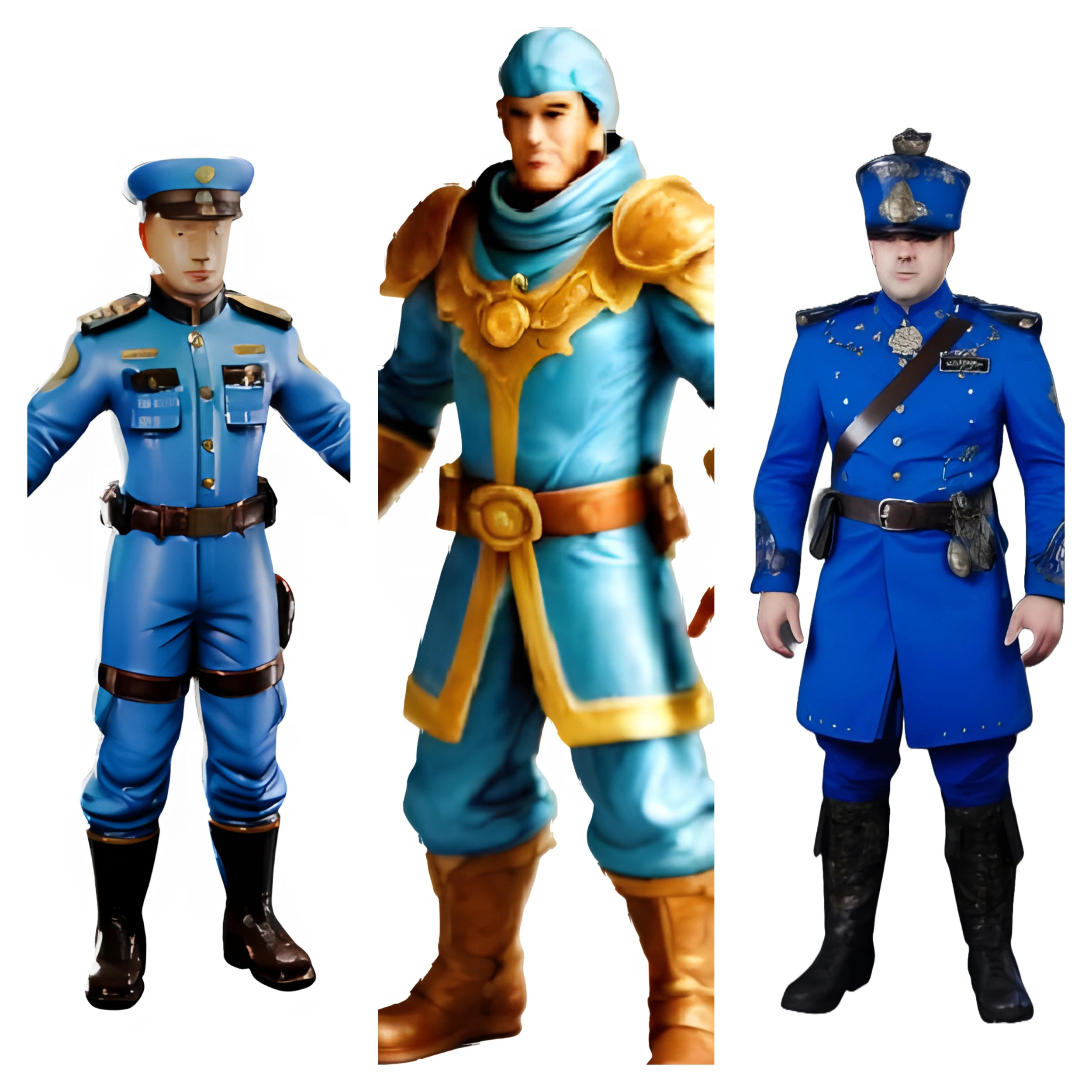 Blue Uniform Character Collection 3D Print Model .c4d .max .obj .3ds .fbx .stl .blend 