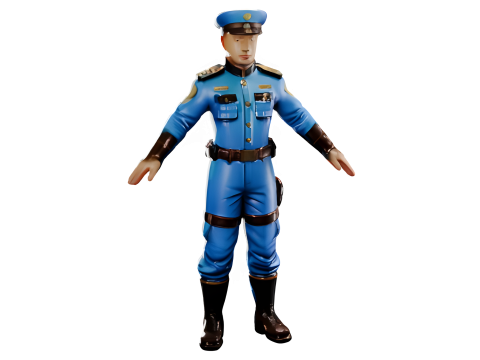 Blue Uniform Character Collection 3D 프린트 모델
