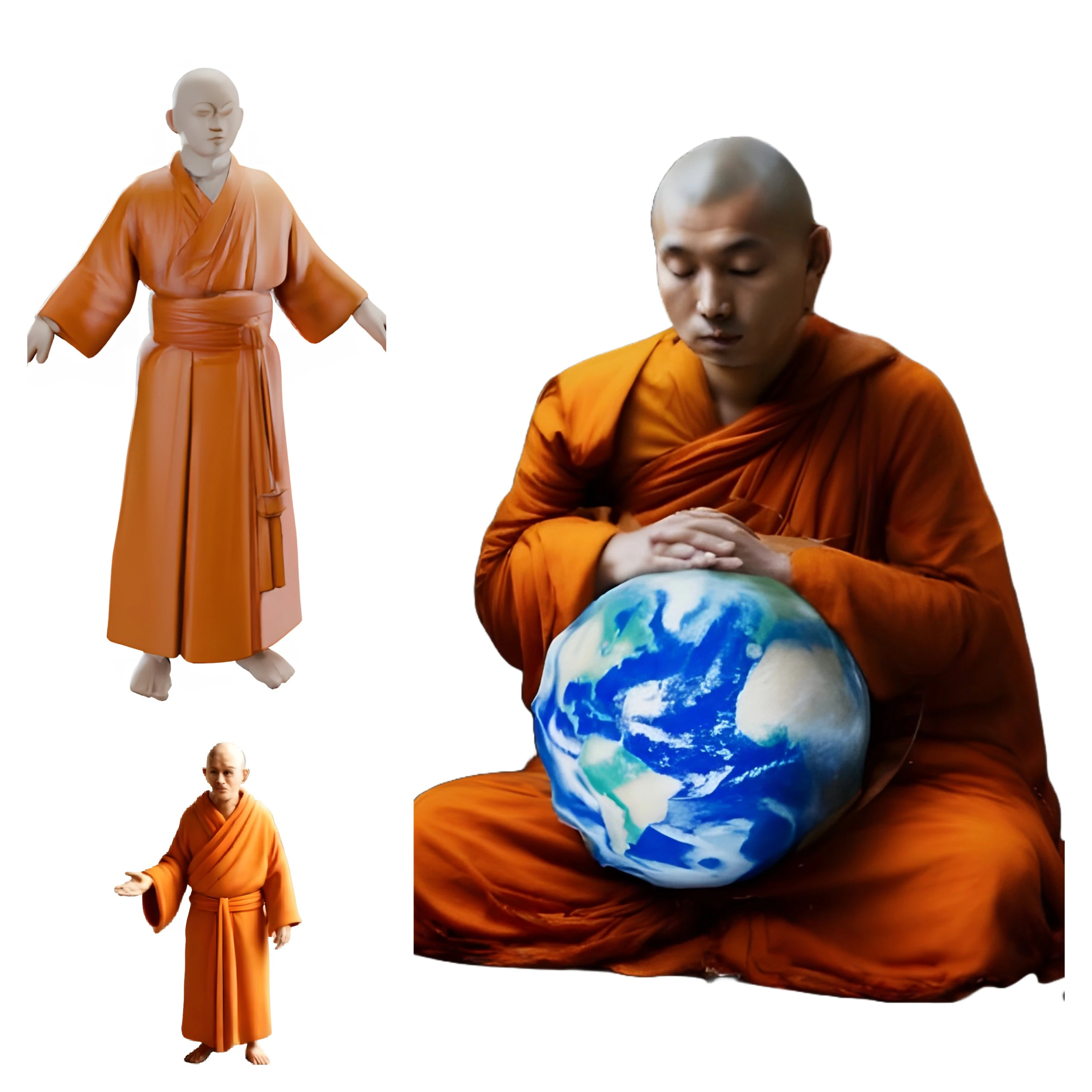 Meditative Monk Figurines 3D Print Model .c4d .max .obj .3ds .fbx .stl .blend
