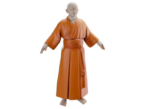 Meditative Monk Figurines Modèles 3D en vedette