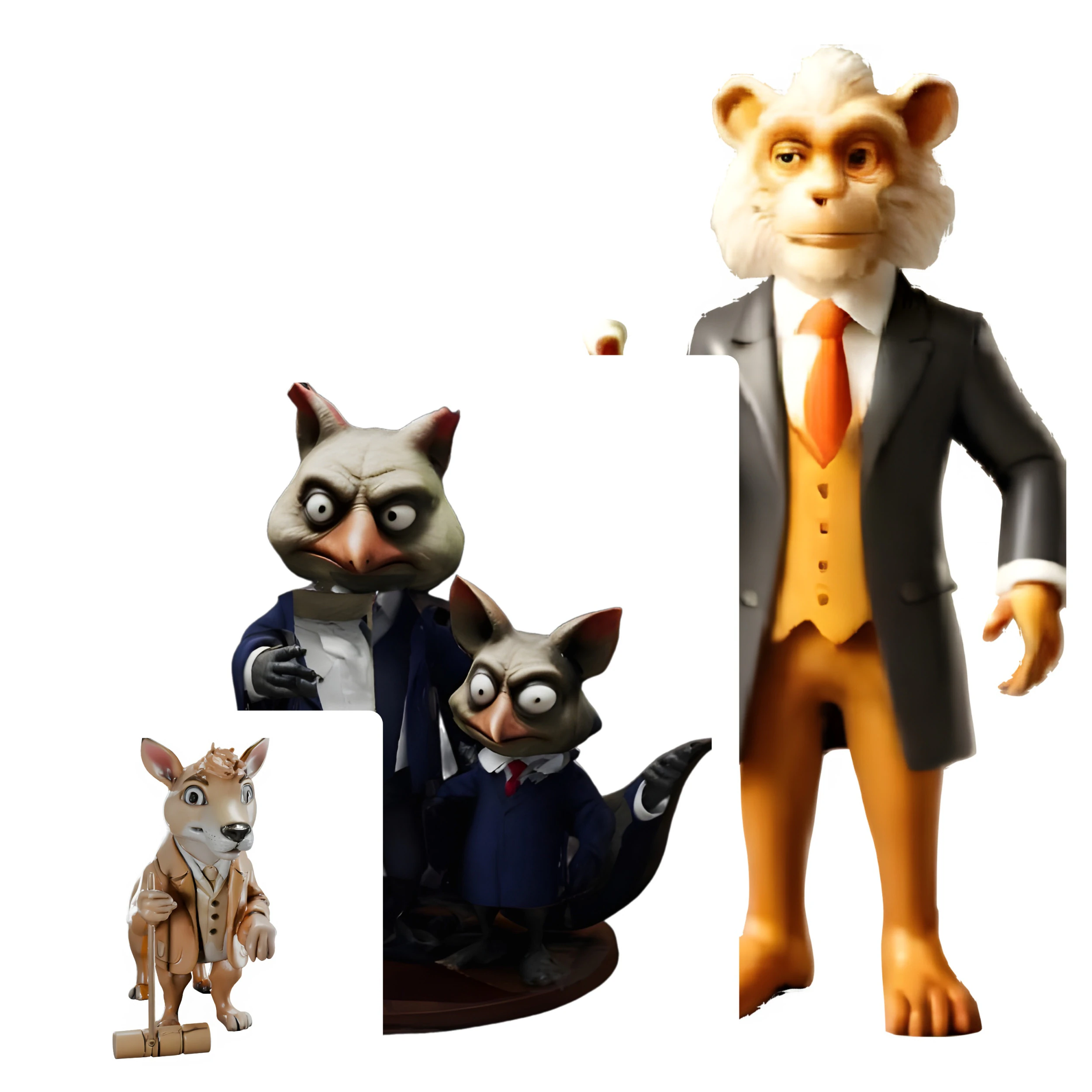 Anthropomorphic Animal Figurines Collection 3D Print Model .c4d .max .obj .3ds .fbx .stl .blend 