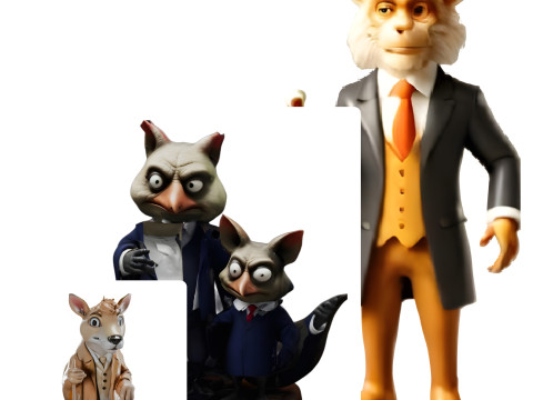 Anthropomorphic Animal Figurines Collection 3Dプリントモデル