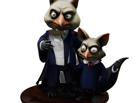 Anthropomorphic Animal Figurines Collection 3D Print Model