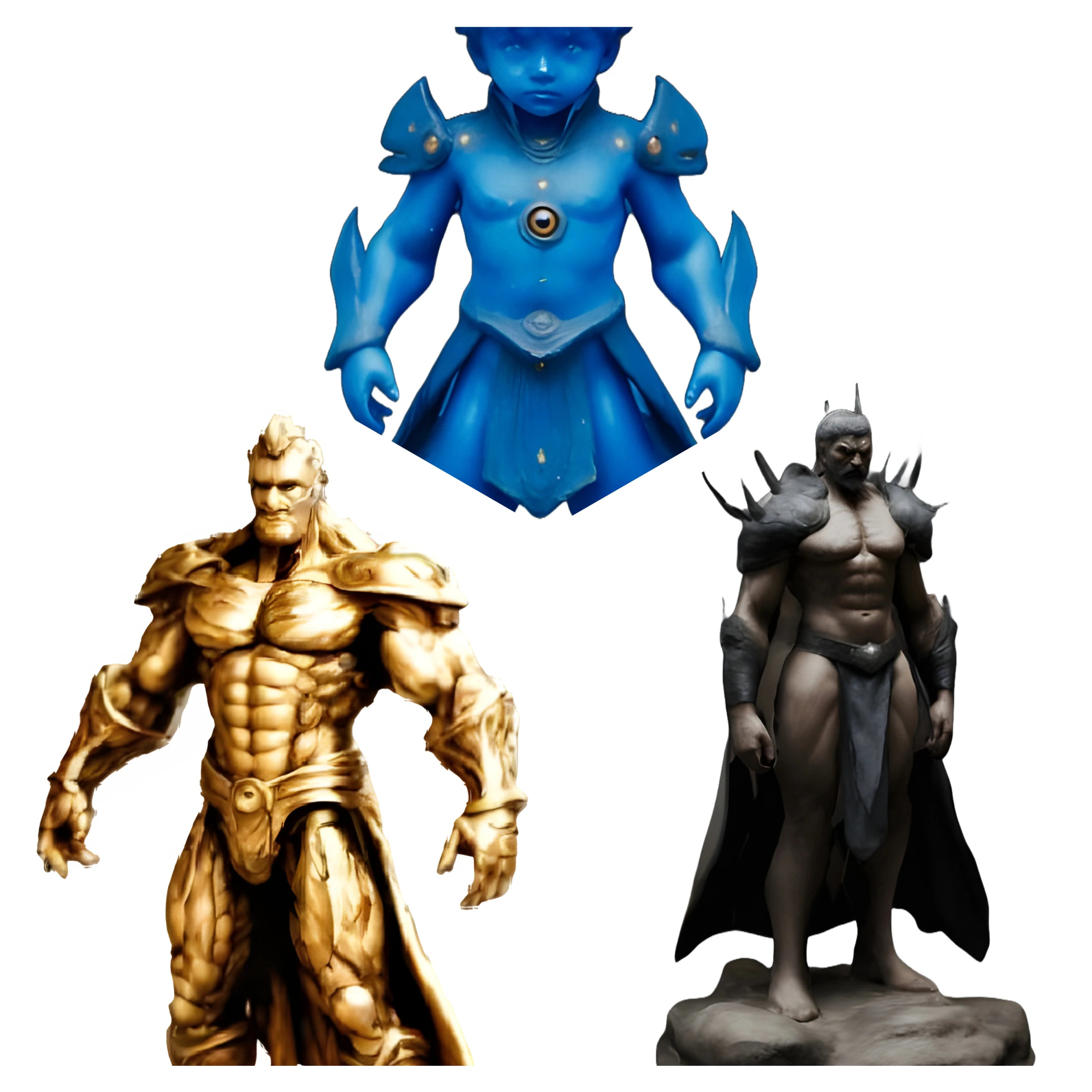 Fantasy Warriors Collection - Dark Knight Blue Mage and Golden Warrior Figurines 3D Print Model .c4d .max .obj .3ds .fbx .stl .blend 