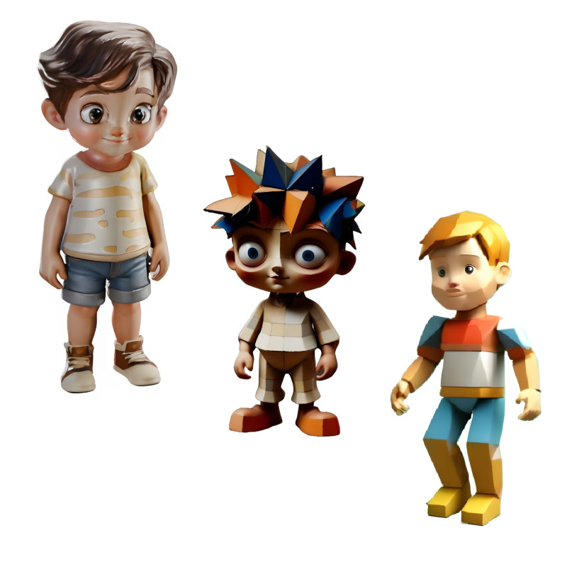 Little Adventurers Collection - Stylized Children Characters 3D-Druckmodell .c4d .max .obj .3ds .fbx .stl .blend