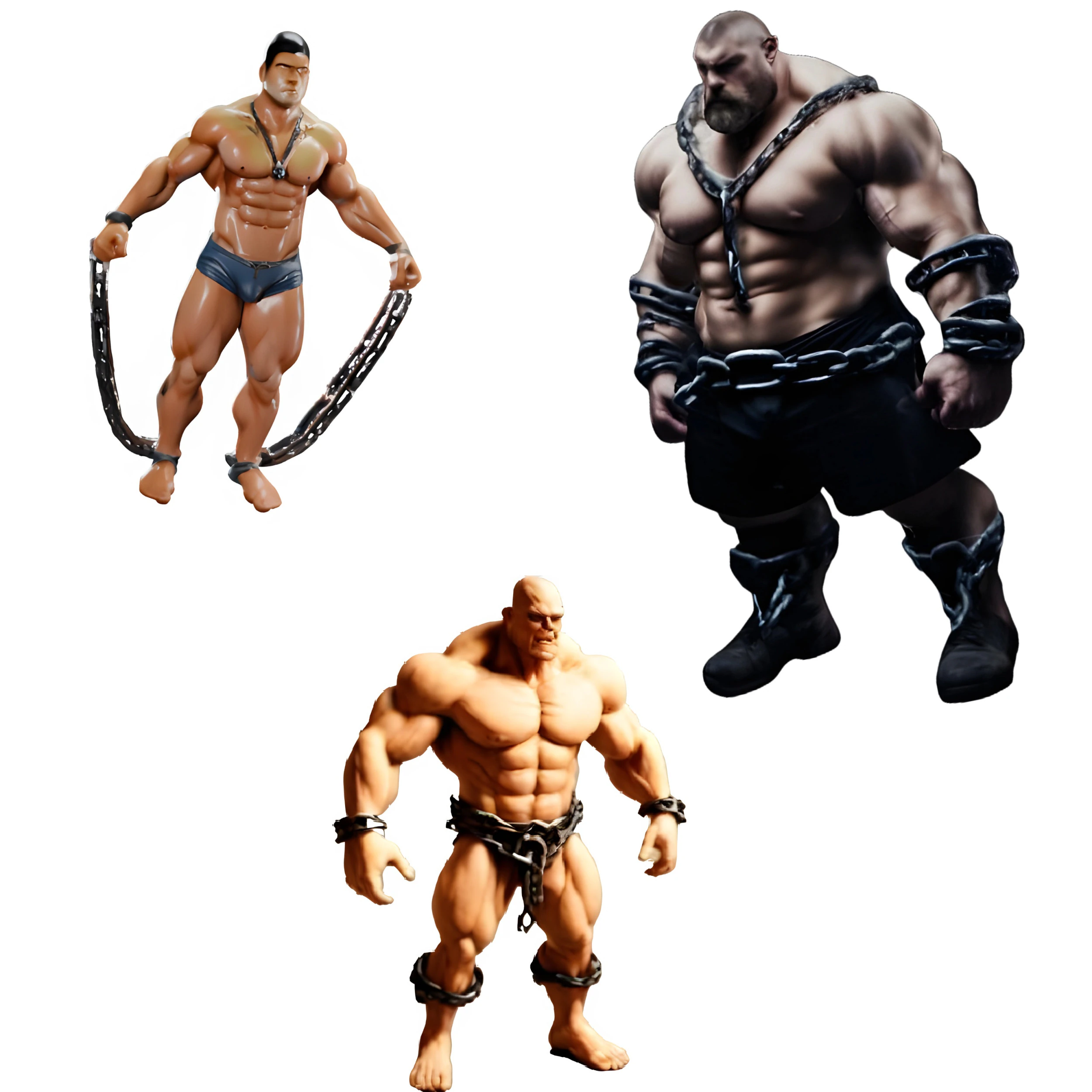 Muscular Warrior Figure With Chains 3D Print Model .c4d .max .obj .3ds .fbx .stl .blend 
