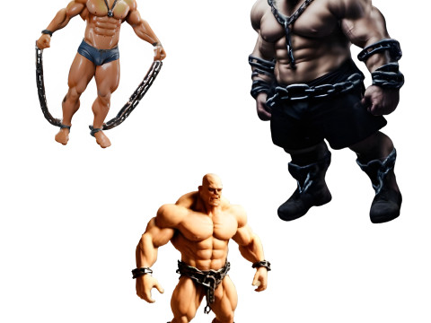 Muscular Warrior Figure With Chains Modello di stampa 3D