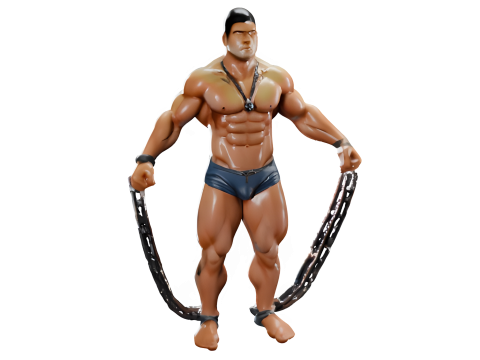 Muscular Warrior Figure With Chains 3D Baskı Modeli
