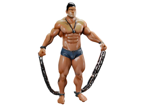 Muscular Warrior Figure With Chains 3D Print Model