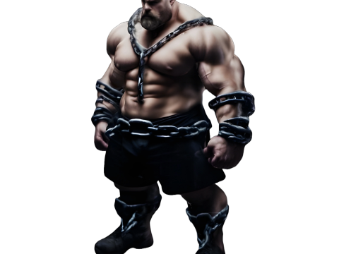 Muscular Warrior Figure With Chains 3D Baskı Modeli
