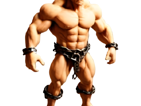 Muscular Warrior Figure With Chains 3D Baskı Modeli