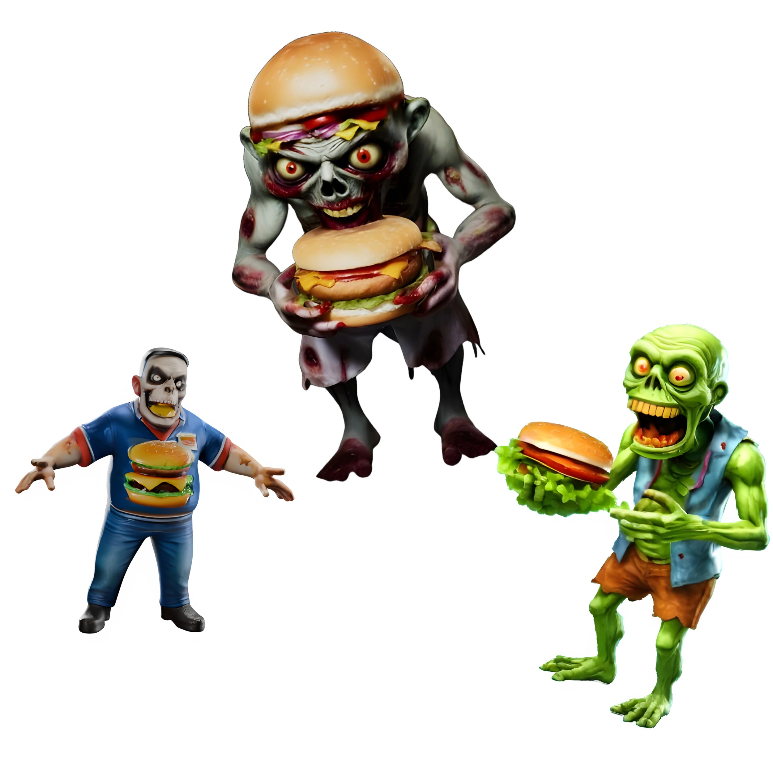 Zombie Burger Buddies 3D Print Model .c4d .max .obj .3ds .fbx .stl .blend 