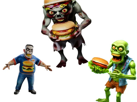 Zombi Burger Arkadaşları 3D Baskı Modeli