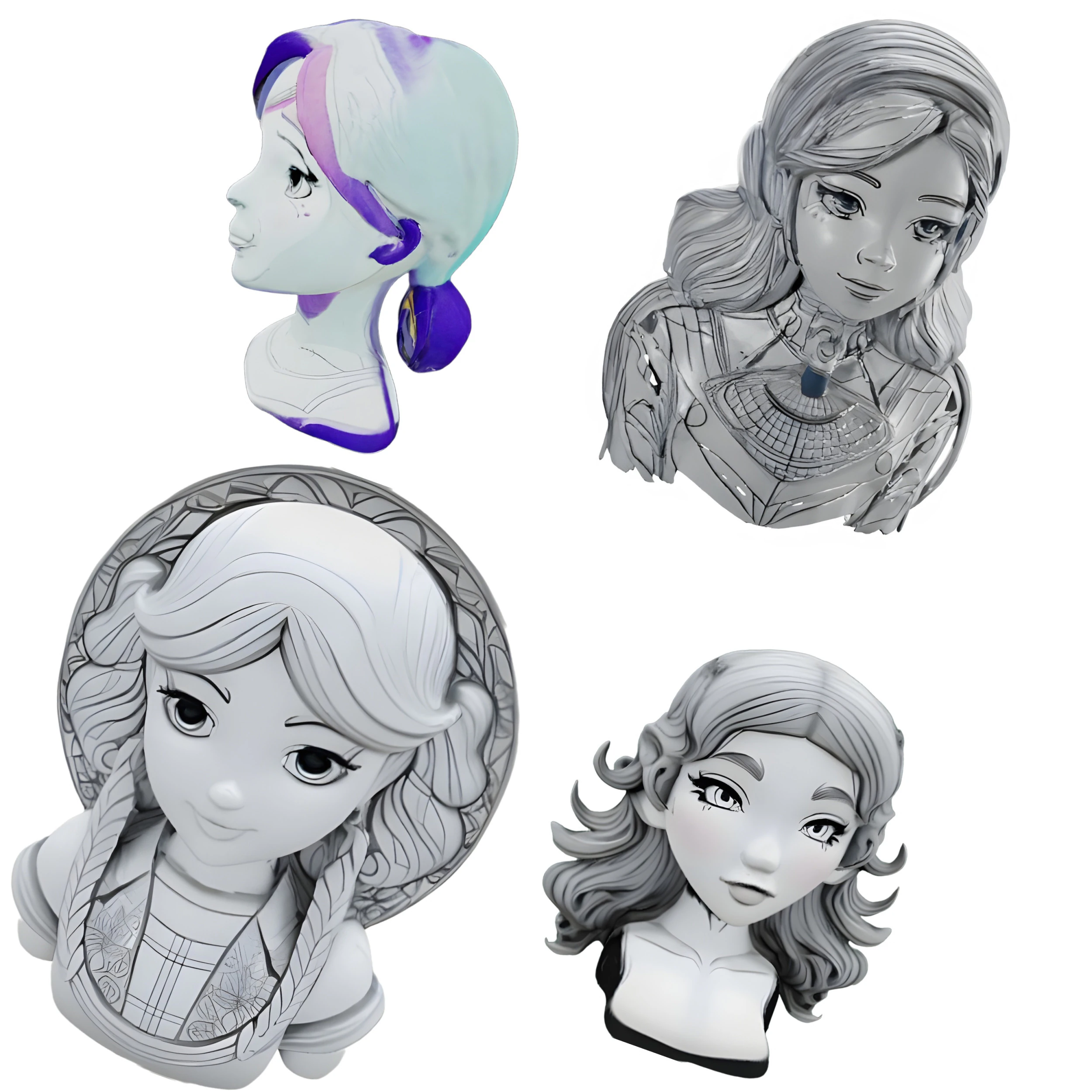 Charming Character Busts Collection 3D Print Model .c4d .max .obj .3ds .fbx .stl .blend