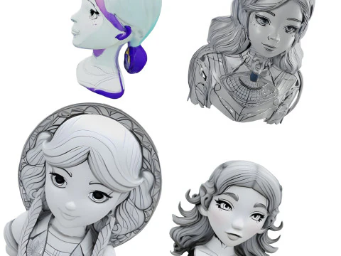 Charming Character Busts Collection 3D Print Model