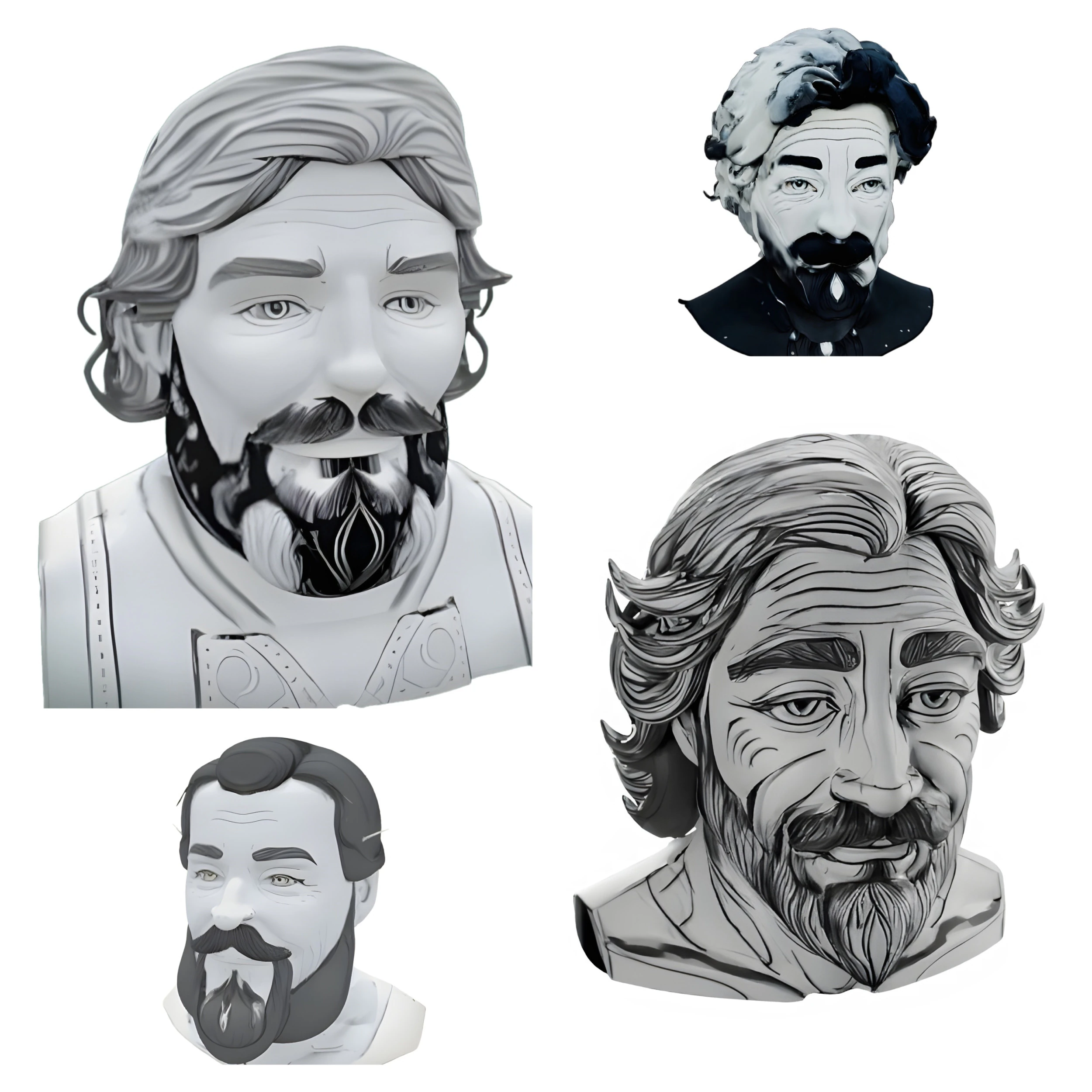 Medieval Heroic Bust Collection 3D Print Model .c4d .max .obj .3ds .fbx .stl .blend 