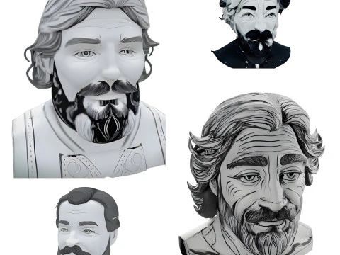 中世の英雄的な胸像コレクション 3Dプリントモデル