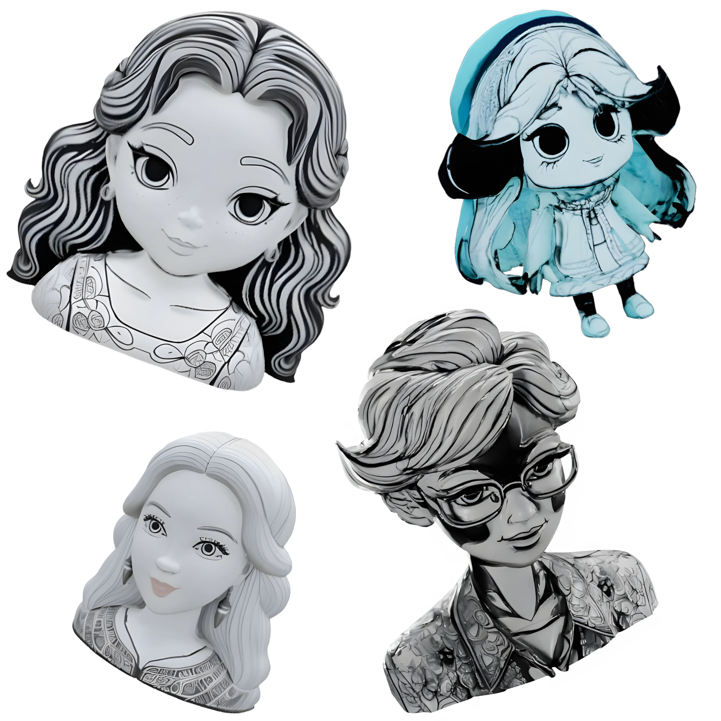 Anime Character Busts Collection - Decorative Series 3D Print Model .c4d .max .obj .3ds .fbx .stl .blend 