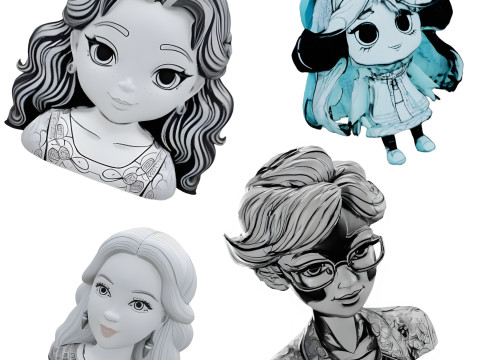 Anime Character Busts Collection - Decorative Series Modèles 3D en vedette
