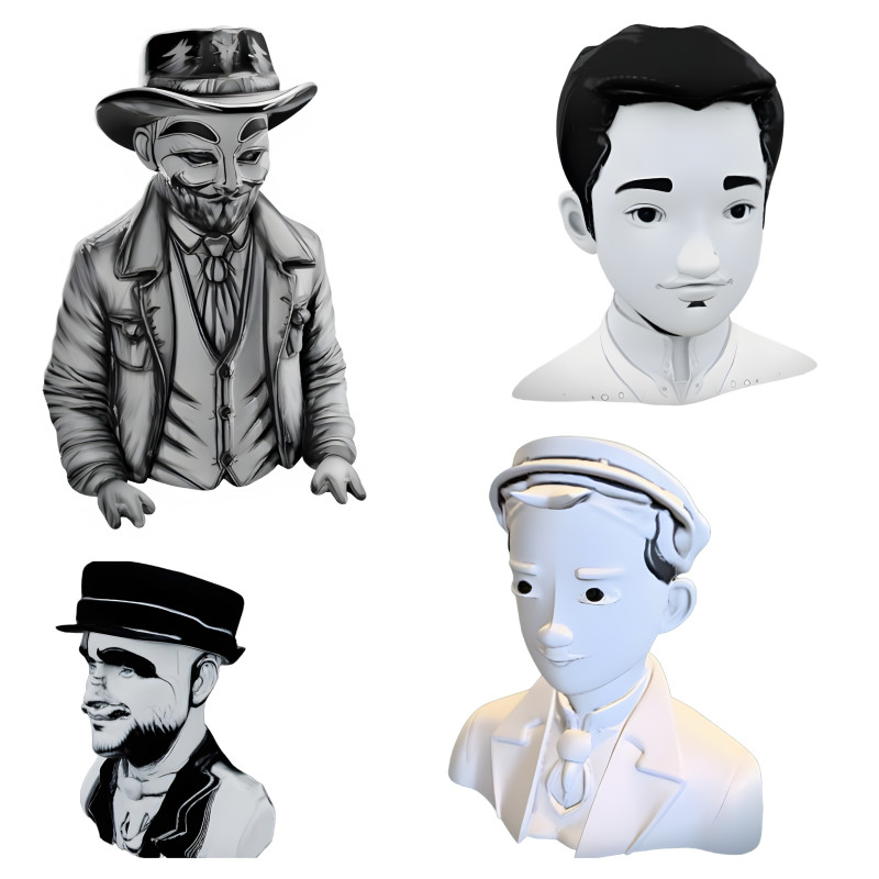 Victorian Gentleman Bust Collection Modelo de Impressão 3D .c4d .max .obj .3ds .fbx .stl .blend
