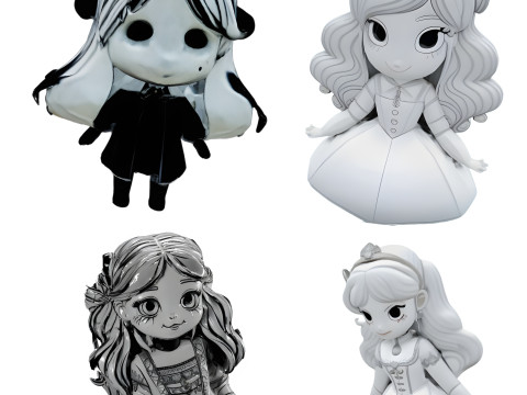 Whimsical Fantasy Character Set 3D 打印模型