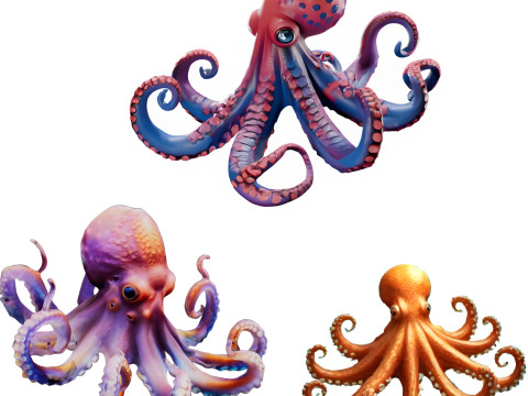 Chromatic Octopus Collection - Marine Art Series 3Dプリントモデル