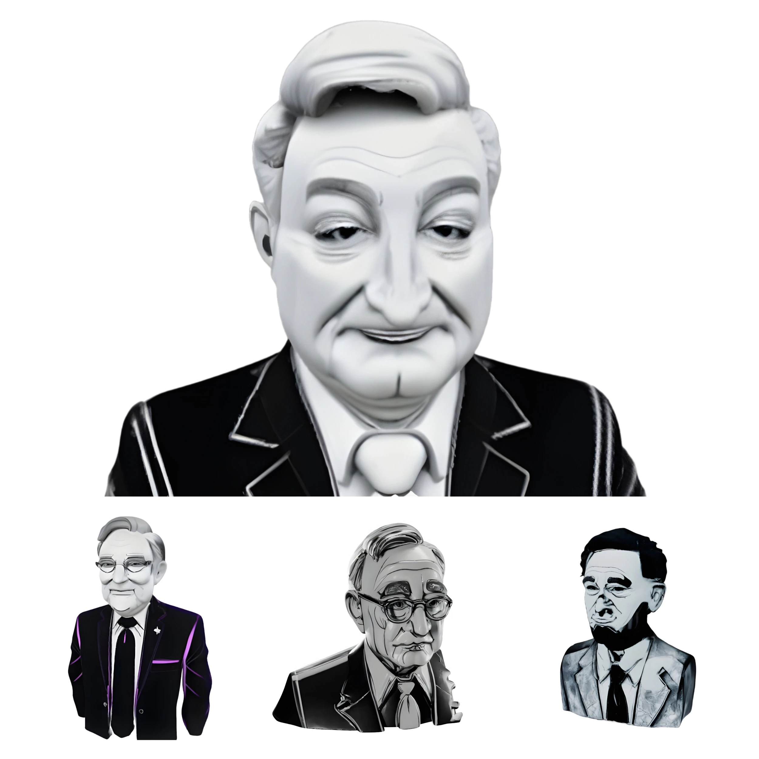Classic Gentleman Bust Collection 3D Print Model .c4d .max .obj .3ds .fbx .stl .blend