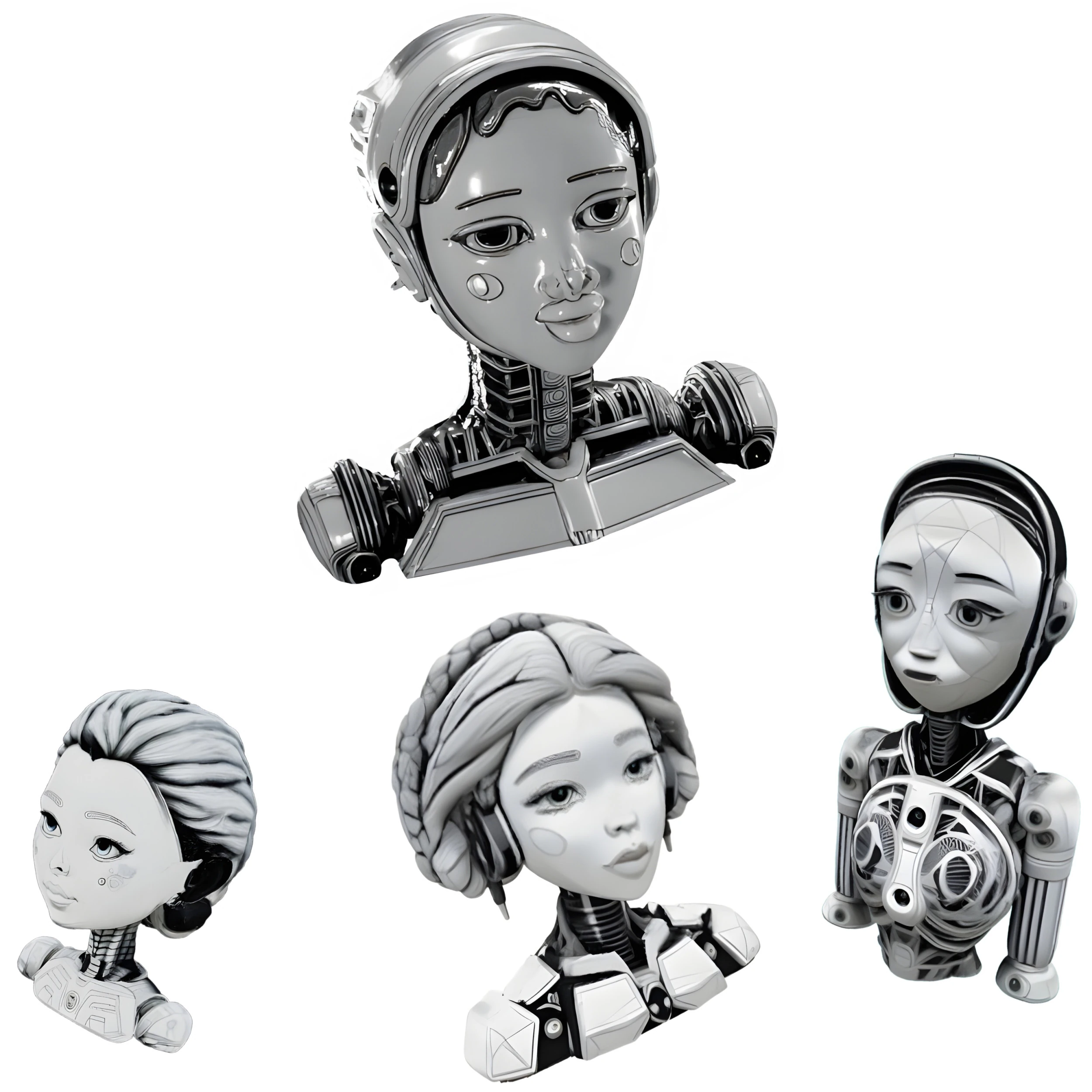 Astrodroid Girl Bust Collection 3D Print Model .c4d .max .obj .3ds .fbx .stl .blend 