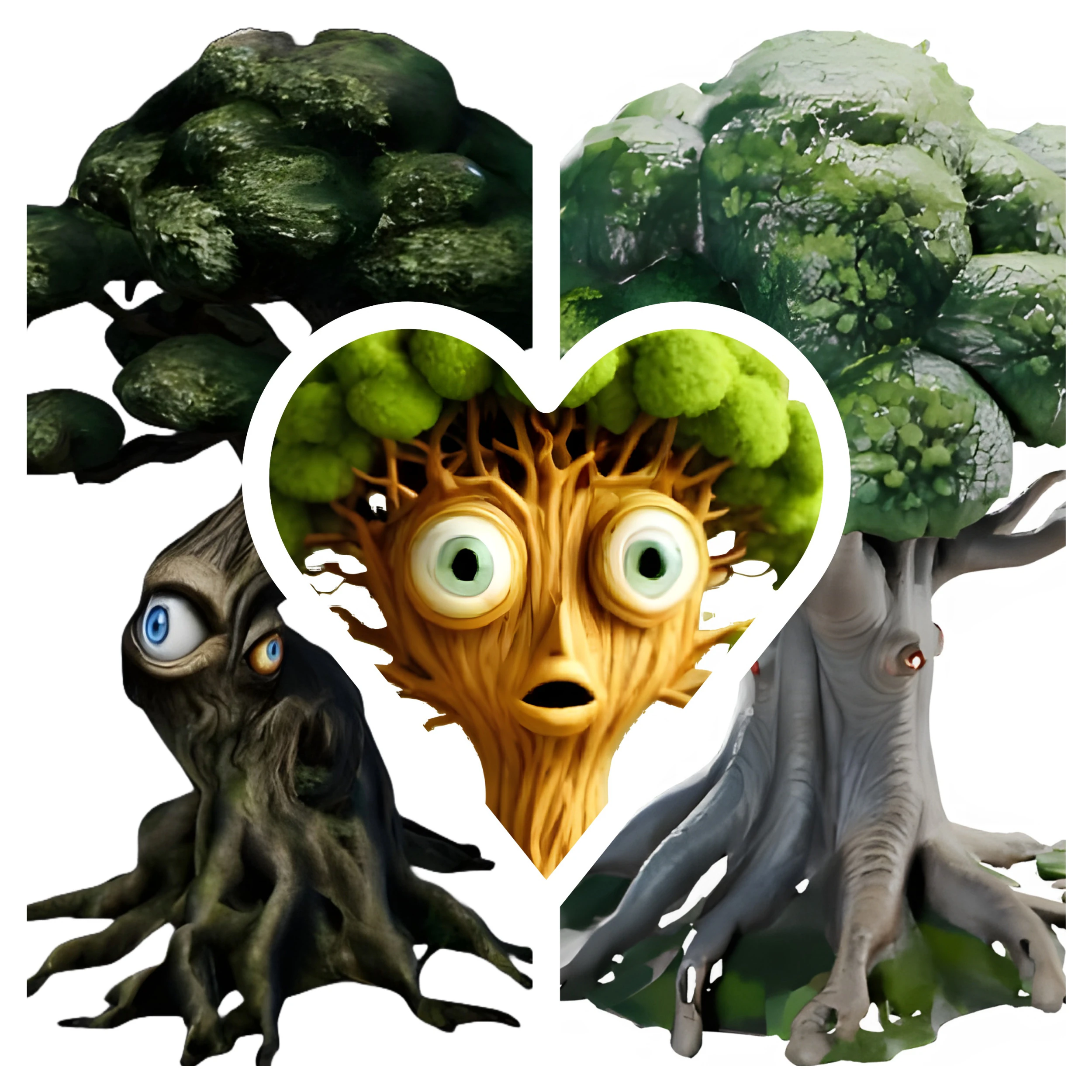 Whimsical Tree Characters Set 3D Print Model .c4d .max .obj .3ds .fbx .stl .blend 