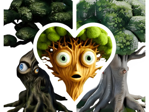 Whimsical Tree Characters Set Modello di stampa 3D