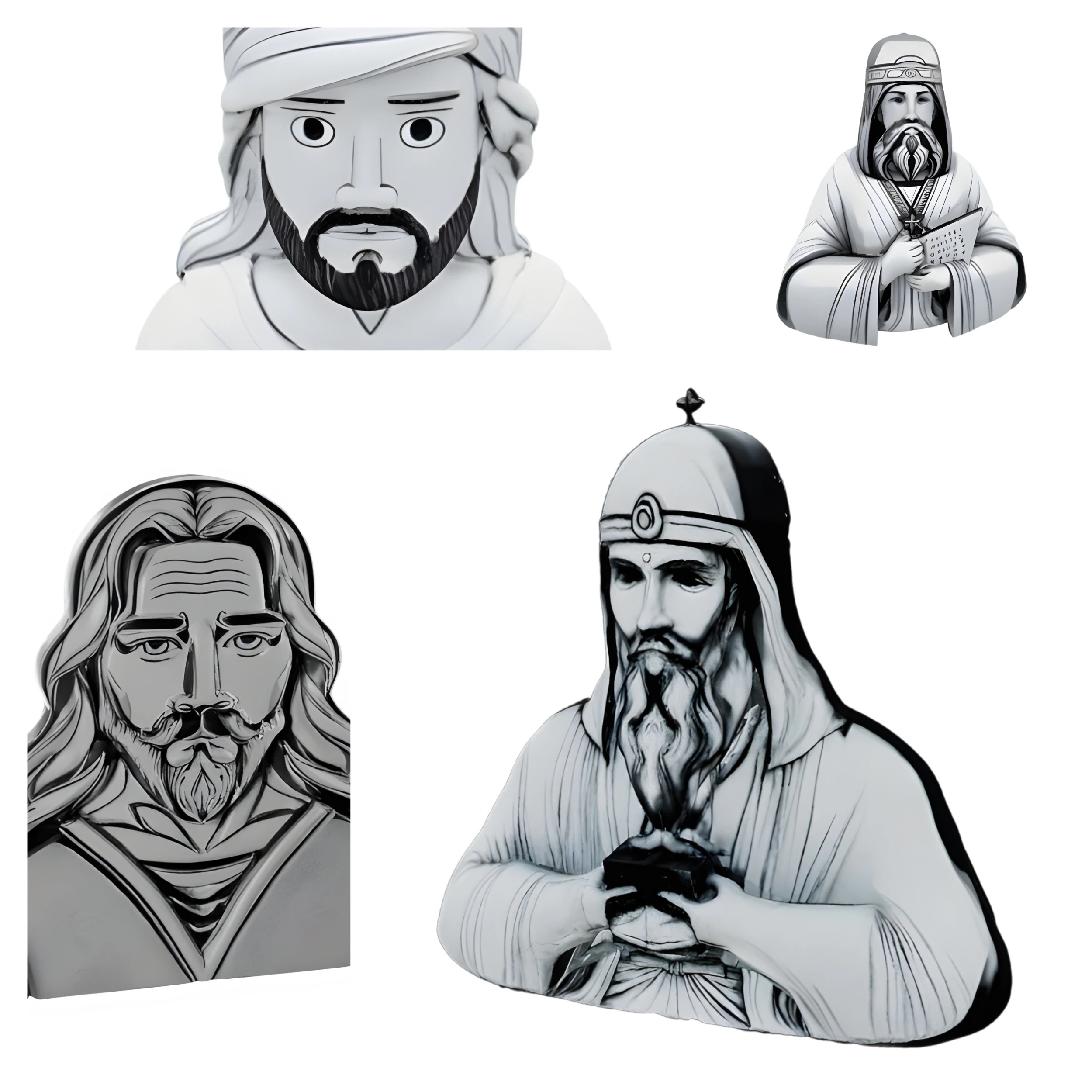 Religious Historical Figures Bust Collection 3D Print Model .c4d .max .obj .3ds .fbx .stl .blend